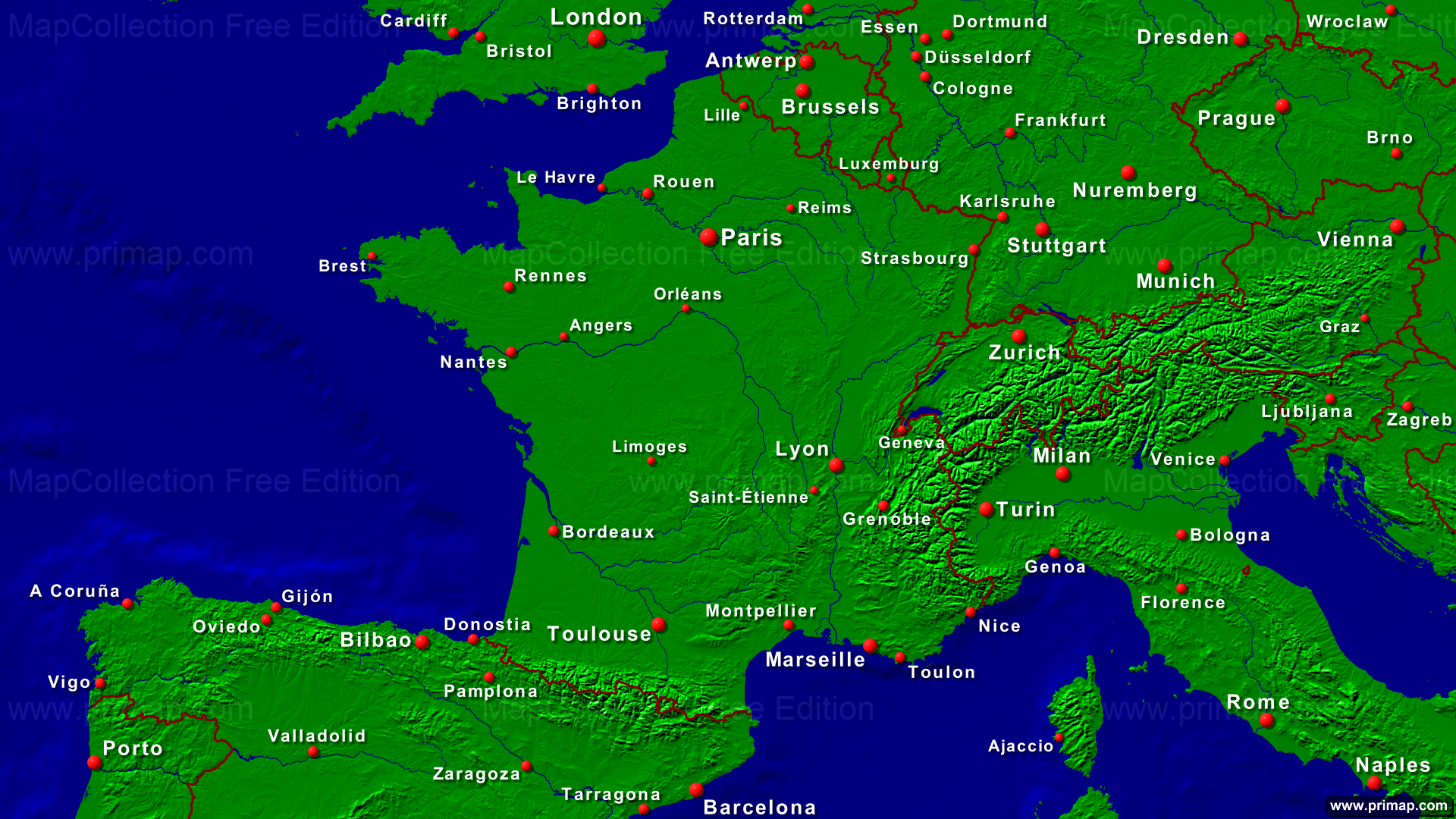 Map Of France And Bordering Countries Map